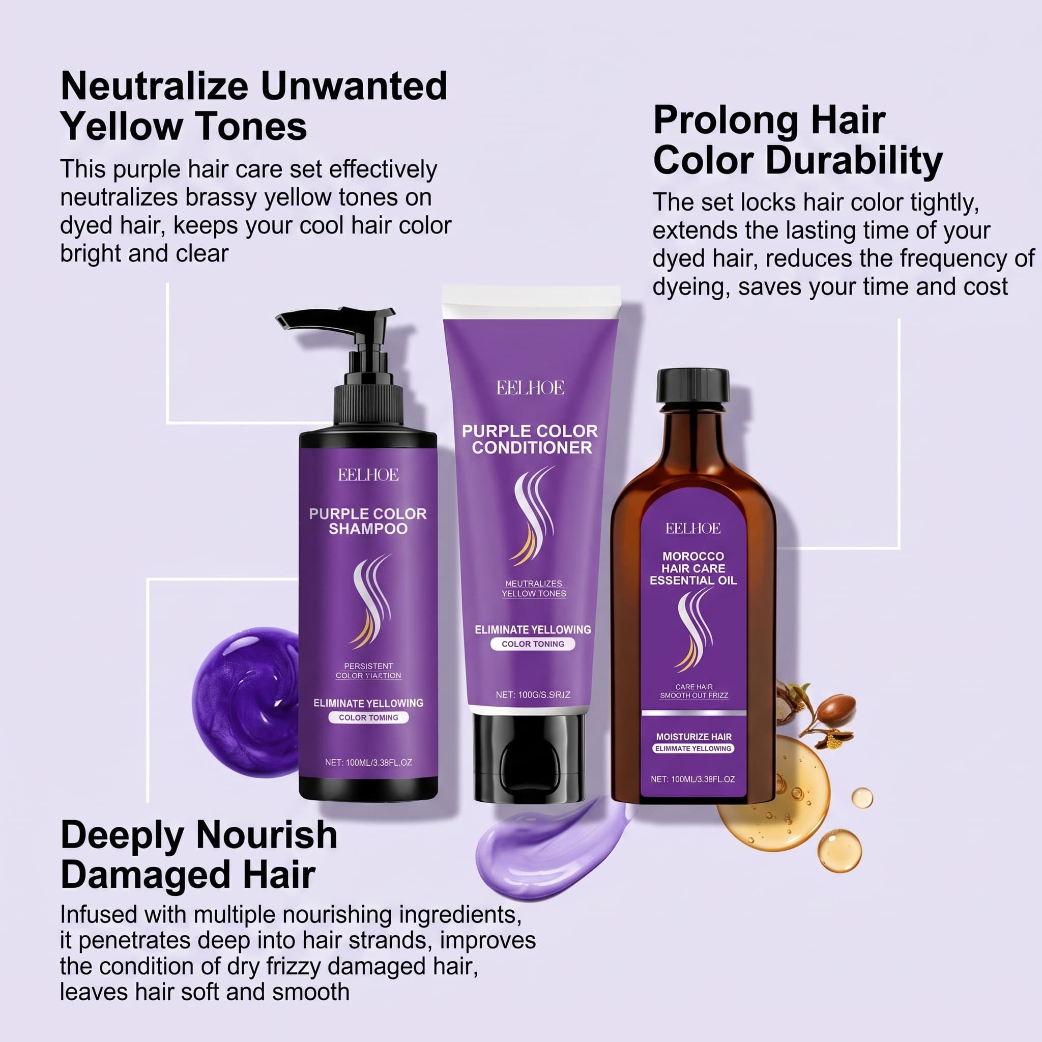 Set de Champú Morado con Acond - Hair Care Set reseña y precio